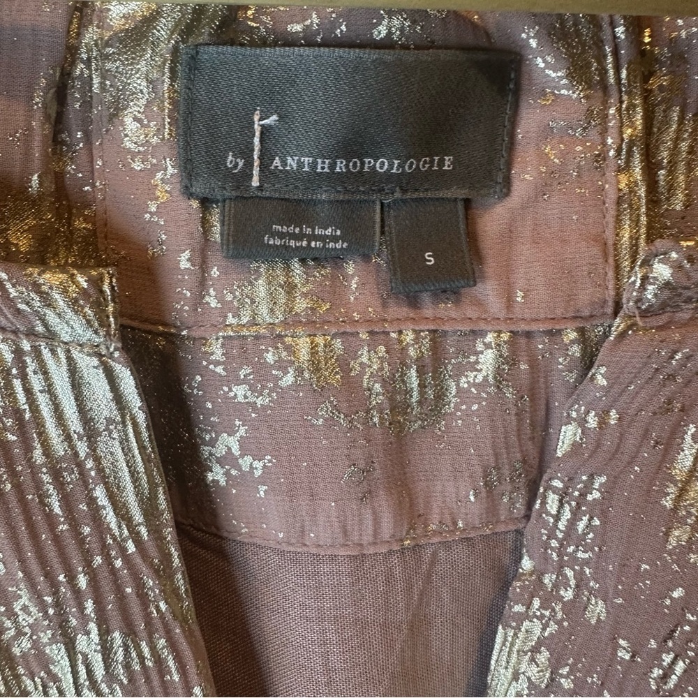 Anthropologie Somerset Mini Dress in Dusty Pink with Metallic Gold Highlights - Picture 4 of 7